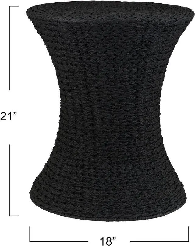 Alt view image 3 of 5 - Household Essentials Handwoven Paper Rope Stool with Hourglass Shape, Black