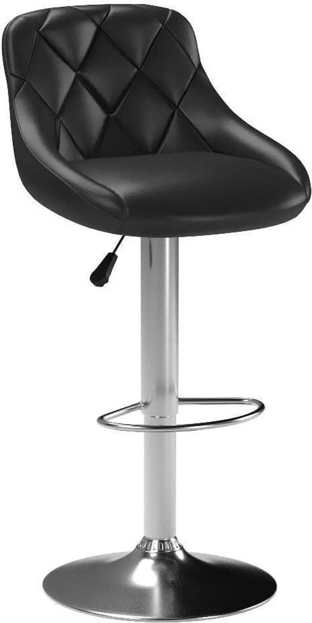 Alt view image 5 of 7 - Dkeli Counter Height Bar Stools Set of 2 Leather Adjustable Bar Chairs for Kitchen Living Room Pub Swivel Bar Stool Armrest(Black)