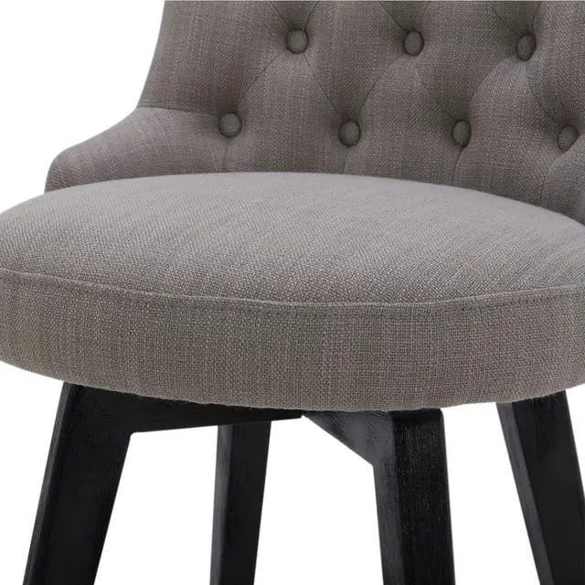 Alt view image 7 of 7 - Watson & Whitely Modern Swivel Bar Stools, Performance Fabric Upholstered Counter Height Bar Stool with Back, Solid Wood Legs, 26" H Seat, Set of 2, Flint Grey