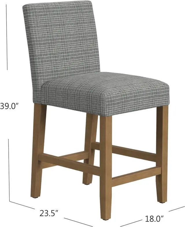Alt view image 3 of 7 - HomePop Home Decor | Classic Counter Height Bar Stools | 24 Inch Bar Stools | Decorative Home Furniture, Sage Mini Gray Grid Pattern