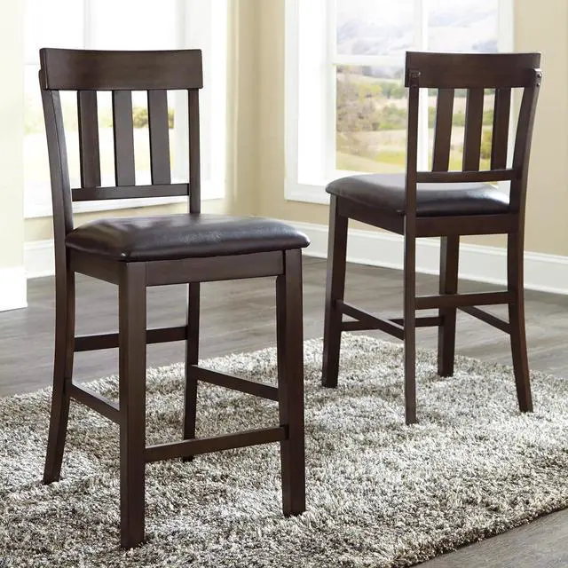 Alt view image 2 of 7 - Signature Design by Ashley Haddigan 24" Counter Height Upholstered Barstool 2 Count, Dark Brown