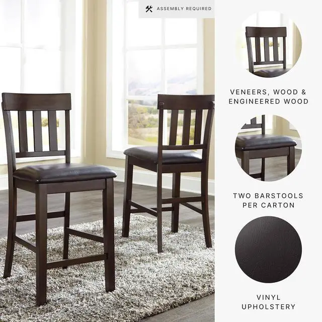 Alt view image 4 of 7 - Signature Design by Ashley Haddigan 24" Counter Height Upholstered Barstool 2 Count, Dark Brown