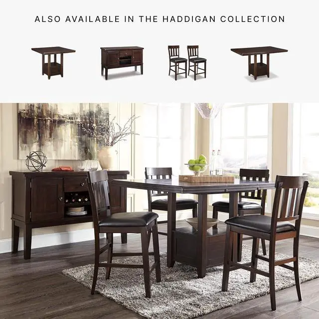 Alt view image 7 of 7 - Signature Design by Ashley Haddigan 24" Counter Height Upholstered Barstool 2 Count, Dark Brown