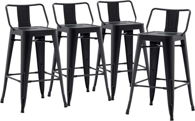 Main image of Yongqiang 24 inch Metal Bar Stools Set of 4 Indoor Outdoor Bar Stools with Back Kitchen Dining Counter Stools Bar Chairs Matte Black