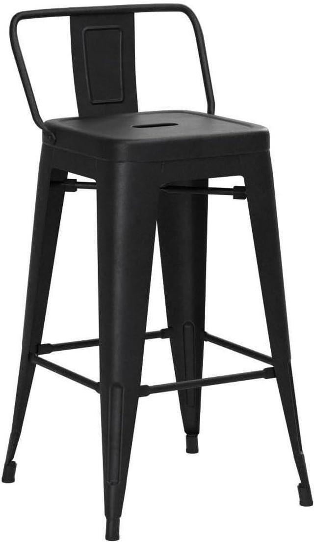 Alt view image 5 of 7 - Yongqiang 24 inch Metal Bar Stools Set of 4 Indoor Outdoor Bar Stools with Back Kitchen Dining Counter Stools Bar Chairs Matte Black