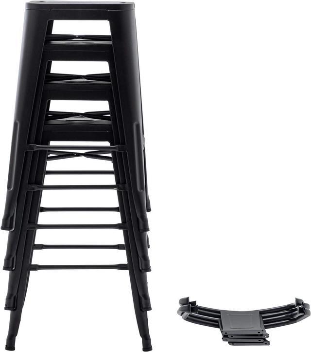 Alt view image 7 of 7 - Yongqiang 24 inch Metal Bar Stools Set of 4 Indoor Outdoor Bar Stools with Back Kitchen Dining Counter Stools Bar Chairs Matte Black