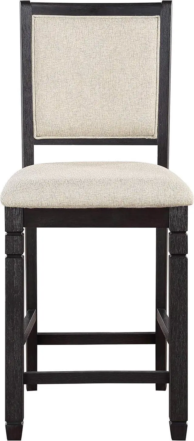 Alt view image 2 of 5 - Lexicon Braun Wood Dining Room Counter Height Bar Stool Set of 2, Farmhouse Dining Chairs Set of 2, Traditional Armless Kitchen Chair, Solid Wood Frame, Padded, Easy Assembly - Black