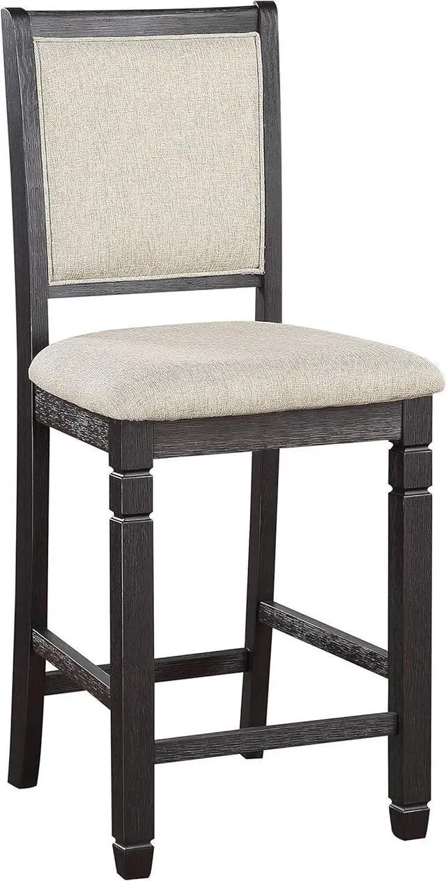 Alt view image 3 of 5 - Lexicon Braun Wood Dining Room Counter Height Bar Stool Set of 2, Farmhouse Dining Chairs Set of 2, Traditional Armless Kitchen Chair, Solid Wood Frame, Padded, Easy Assembly - Black