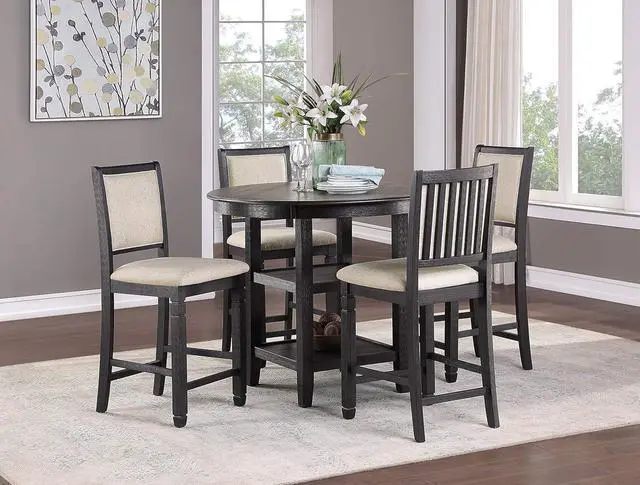 Alt view image 5 of 5 - Lexicon Braun Wood Dining Room Counter Height Bar Stool Set of 2, Farmhouse Dining Chairs Set of 2, Traditional Armless Kitchen Chair, Solid Wood Frame, Padded, Easy Assembly - Black