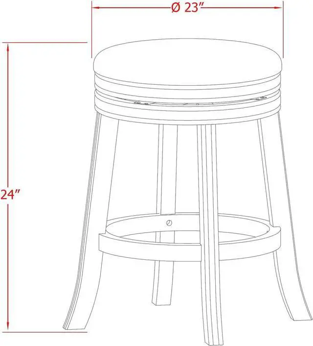 Alt view image 3 of 4 - East West Furniture DVS024-112 Devers Counter Stool Bar Chair - Round Shape Brown Roast PU Leather Upholstered Pub Height Backless Chairs, 24 inch Height, Black