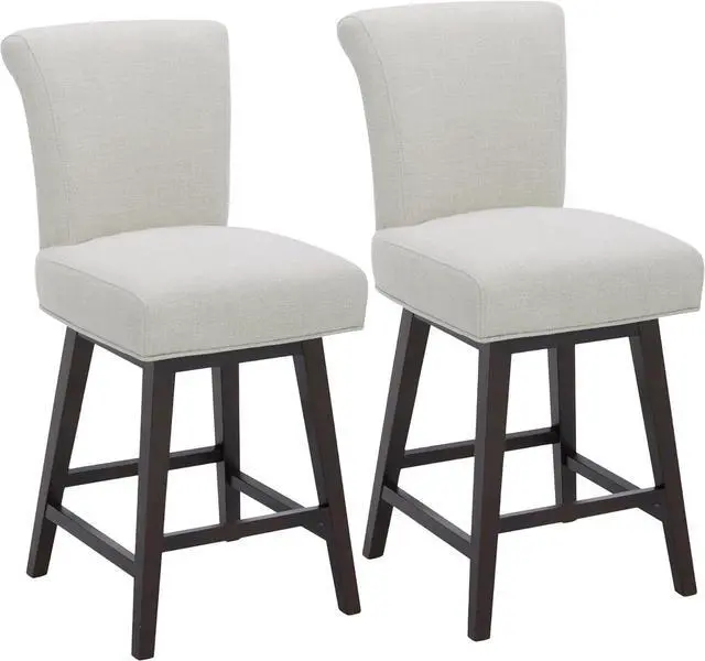 Main image of CHITA 26 Inch Counter Height Swivel Bar Stools Set of 2, FSC Certified Modern Upholstered Swivel Barstool Chairs with Back, Fabric in Linen