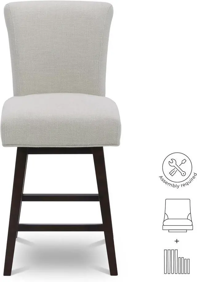 Alt view image 4 of 7 - CHITA 26 Inch Counter Height Swivel Bar Stools Set of 2, FSC Certified Modern Upholstered Swivel Barstool Chairs with Back, Fabric in Linen