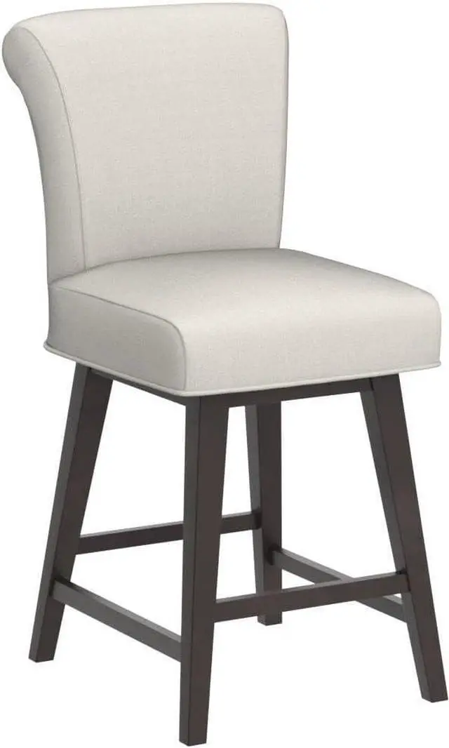 Alt view image 5 of 7 - CHITA 26 Inch Counter Height Swivel Bar Stools Set of 2, FSC Certified Modern Upholstered Swivel Barstool Chairs with Back, Fabric in Linen