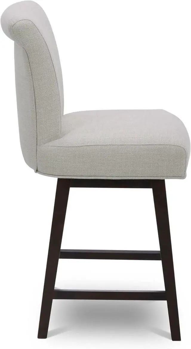 Alt view image 7 of 7 - CHITA 26 Inch Counter Height Swivel Bar Stools Set of 2, FSC Certified Modern Upholstered Swivel Barstool Chairs with Back, Fabric in Linen