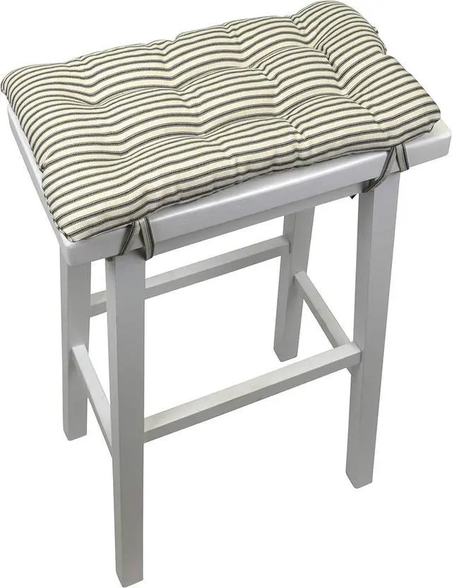 Main image of Ticking Stripe Black Saddle Seat Bar Stool Cushion - Latex Foam Fill, Reversible, Machine Washable - for Gaucho - Satori - Saddle Stools - Made in USA (Black Striped)