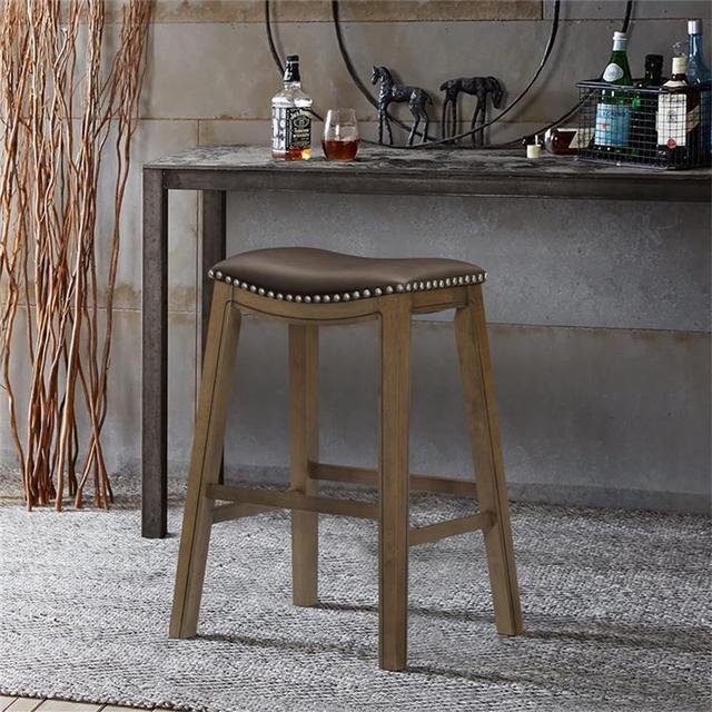 Alt view image 2 of 6 - Homelegance Ordway Saddle Seat Bar Height Stool, 30"SH, Brown
