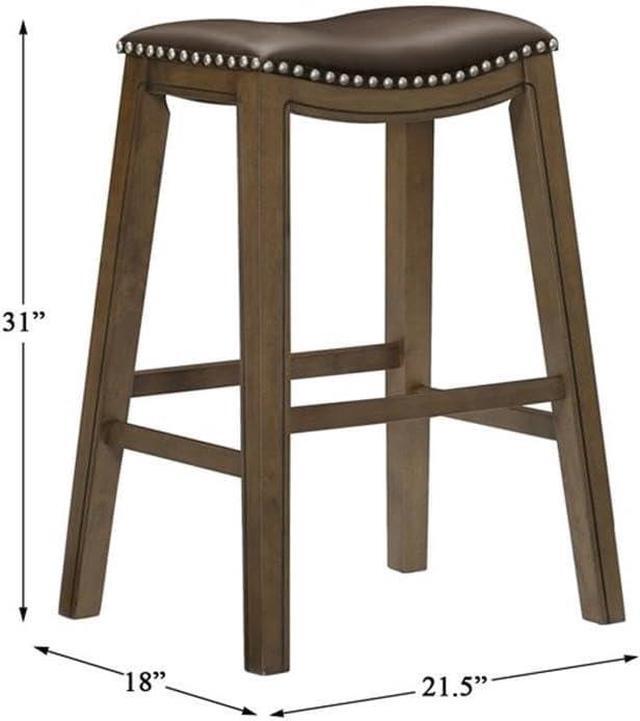 Alt view image 3 of 6 - Homelegance Ordway Saddle Seat Bar Height Stool, 30"SH, Brown