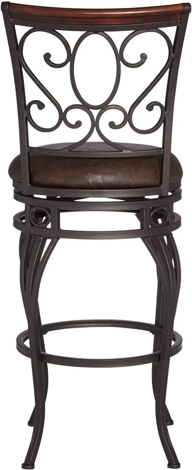 Alt view image 7 of 7 - Kensington Hill Trevi Bronze Metal Swivel Bar Stool Brown 26 1/2" High Traditional Faux Leather Upholstered Round Cushion with Backrest Footrest for Kitchen Counter Height Island Home Shed