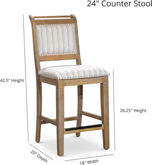 Alt view image 3 of 7 - DTY Indoor Living Centennial 24" Counter Stool, Weathered Gray, Black Leather