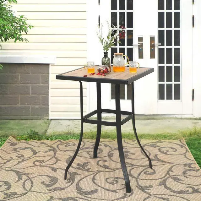 Alt view image 5 of 7 - PHI VILLA 3 PCS Patio Swivel Bar Set Outdoor Furniture Bar Height Bistro Set, 2 Bar Stools and 1 Table, High Top Table and Chairs Set of 2 for Garden Porch Backyard
