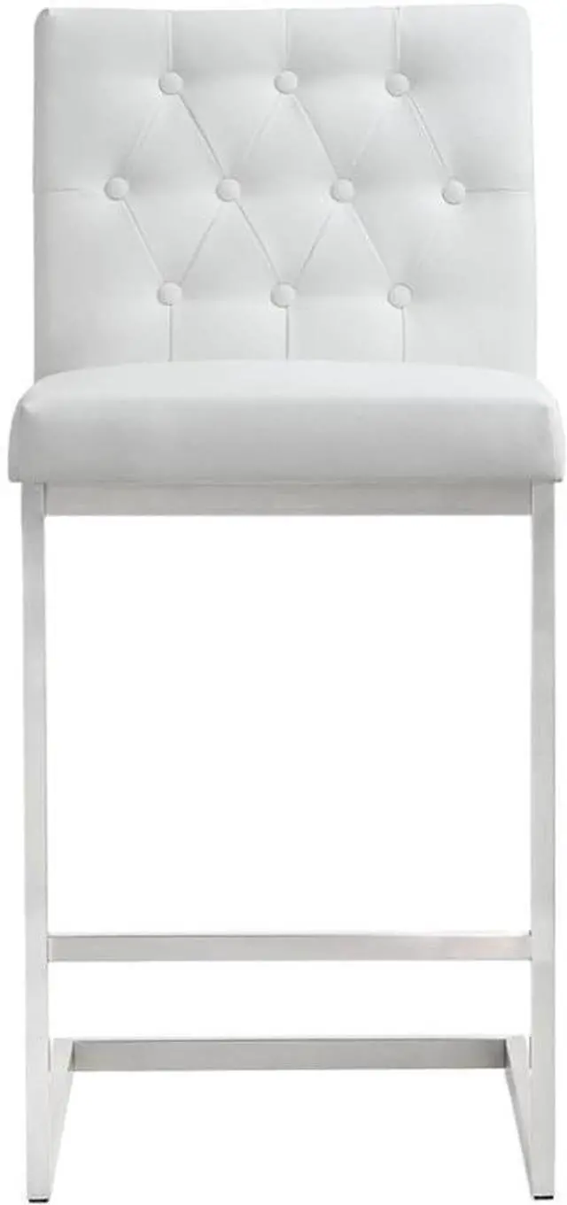 Alt view image 4 of 7 - TOV Furniture Helsinki Stainless Steel Counter Stool (Set of 2), White