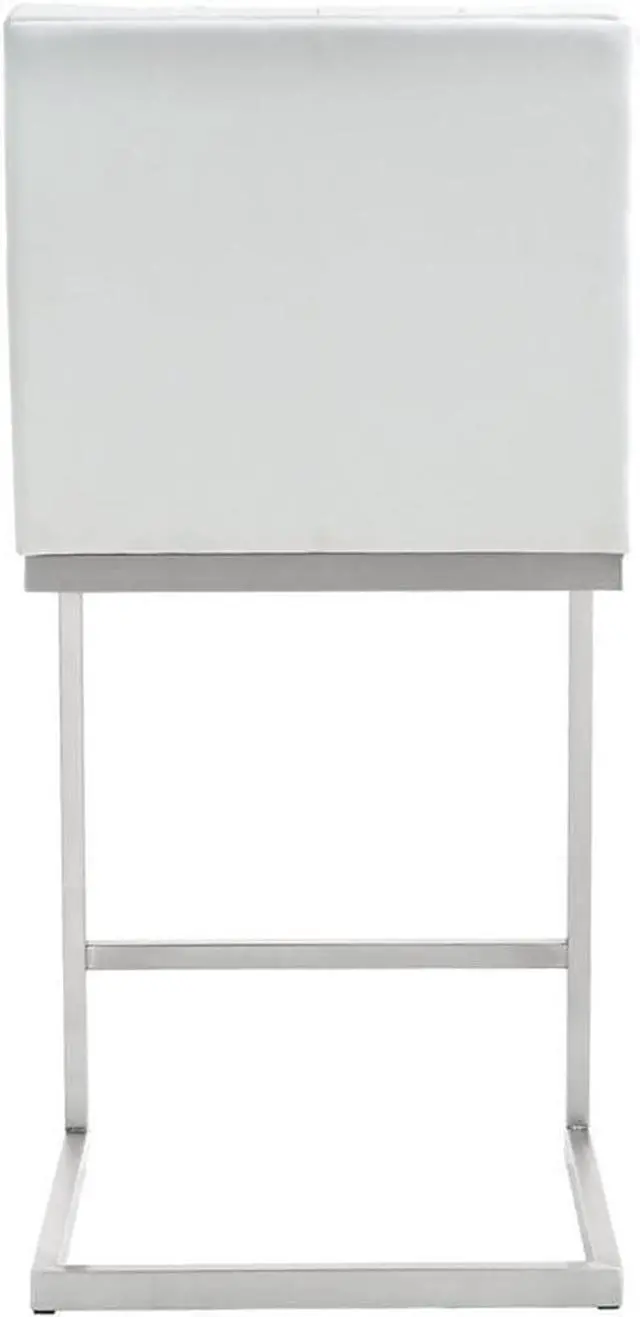 Alt view image 6 of 7 - TOV Furniture Helsinki Stainless Steel Counter Stool (Set of 2), White