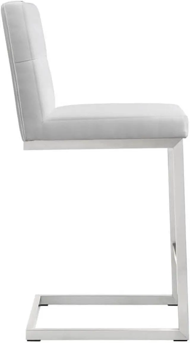 Alt view image 5 of 7 - TOV Furniture Helsinki Stainless Steel Counter Stool (Set of 2), White