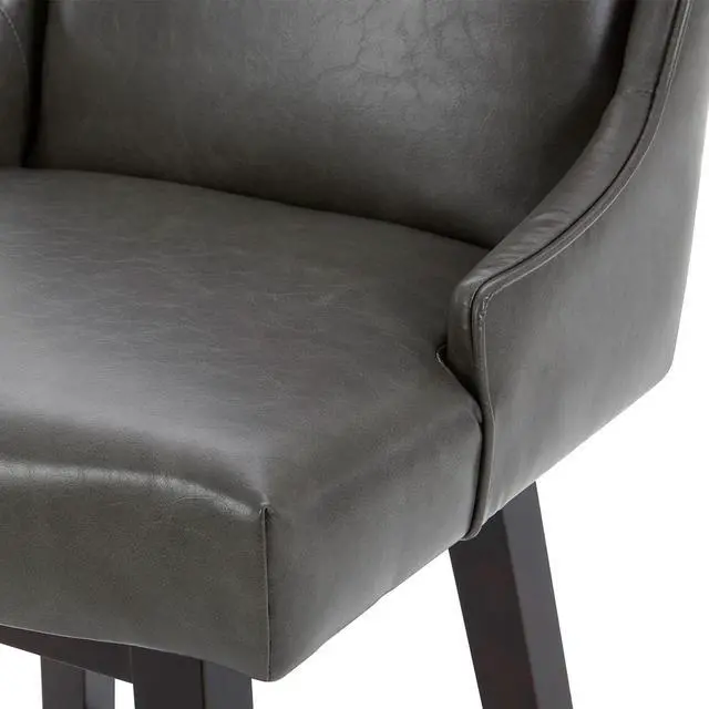 Alt view image 6 of 7 - CHITA Counter Height Swivel Barstools, FSC Certified Upholstered Faux Leather Bar Stools Set of 2, 26" Seat Height, Retro Grey