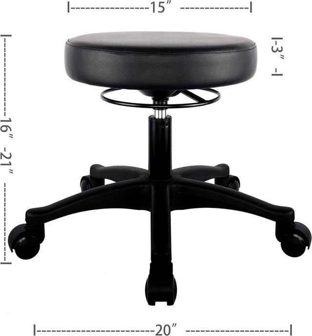 Alt view image 2 of 5 - TAKE UR SEAT® 15" Table Height Adjustable Round Seat Stool Heavy Duty Built and Shipped Within 24 Hours, Spa, Medical, Lab, Black (Self-Braking Caster)