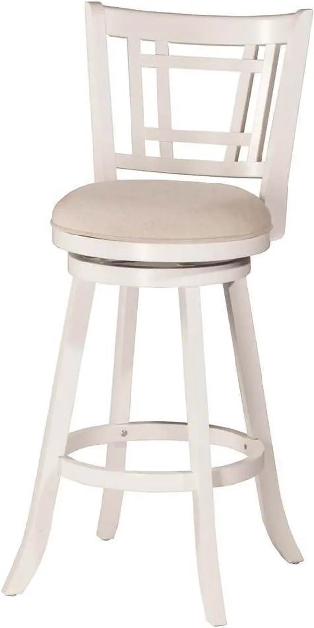 Main image of Hillsdale Fairfox Swivel Stool with Rectangular Lattice Back, Counter Height, White