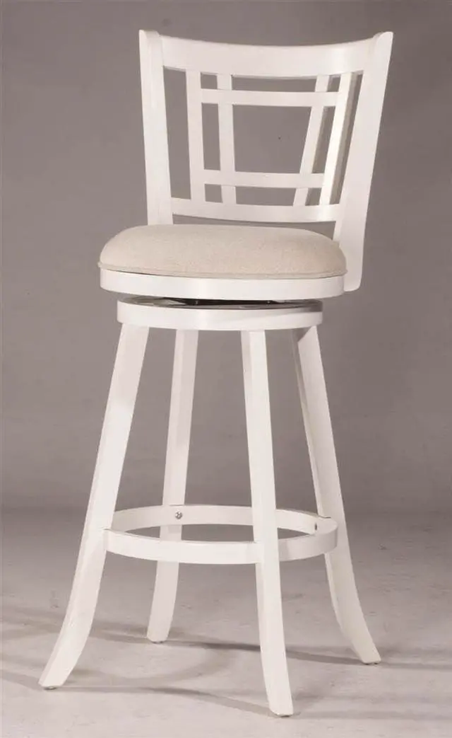 Alt view image 2 of 7 - Hillsdale Fairfox Swivel Stool with Rectangular Lattice Back, Counter Height, White