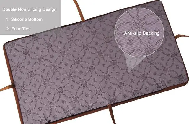 Alt view image 3 of 6 - Augld Rectangular Counter StoolCushion, Washable Non-Slip Saddle Seat Bar Stool Seat Cushion with Ties 9.5x18 Black 1