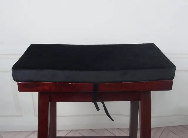 Alt view image 4 of 6 - Augld Rectangular Counter StoolCushion, Washable Non-Slip Saddle Seat Bar Stool Seat Cushion with Ties 9.5x18 Black 1