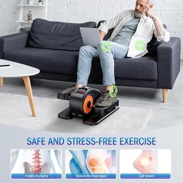 Alt view image 5 of 5 - Under Desk Elliptical Machine, Ellipse Leg Exerciser for Seniors Fully Assembled, Quiet & Portable Electric Seated Pedal Exerciser with Remote Control & 12 Adjustable Speeds