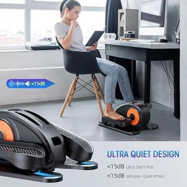 Alt view image 3 of 5 - Under Desk Elliptical Machine, Ellipse Leg Exerciser for Seniors Fully Assembled, Quiet & Portable Electric Seated Pedal Exerciser with Remote Control & 12 Adjustable Speeds