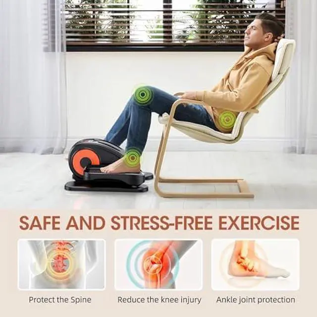 Alt view image 4 of 5 - Under Desk Elliptical, Electric Seated Pedal Exerciser, Quiet & Compact Mini Ellipse Leg Exerciser with Display Monitor, Remote Control and 12 Adjustable Speeds, Elliptical Machine for Home
