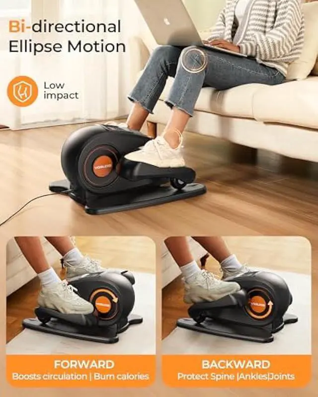 Alt view image 4 of 5 - YOSUDA Under Desk Elliptical Electric,Ellipse Leg Exerciser for Seniors,Fully Assembled Seated Pedal Exerciser with Remote Control with Free Footstraps & 10 Adjustable Speeds