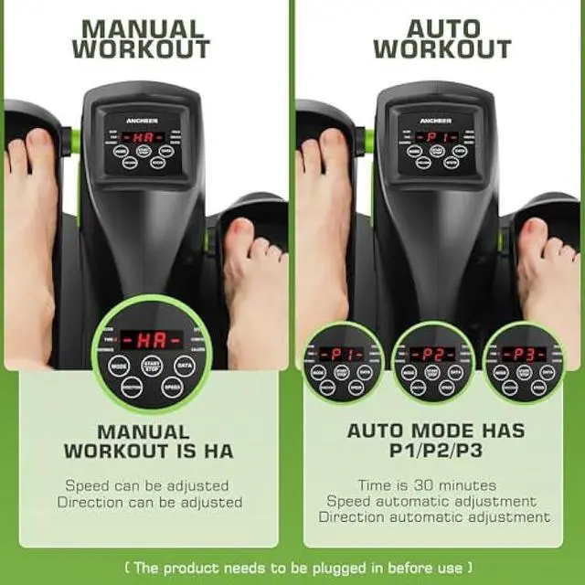 Alt view image 6 of 7 - ANCHEER Under Desk Elliptical Machine - Quiet Pedal Exerciser for Seniors, Office & Home, Low-Impact Seated Leg Workout Equipment, Smart LCD Display, Remote Control