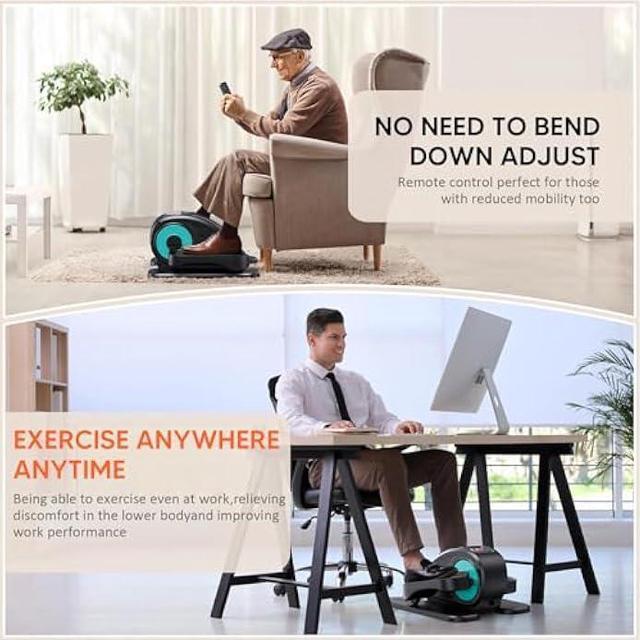 Alt view image 3 of 5 - Under Desk Elliptical, Electric Foot Pedal Exerciser, Fully Assembled Seated Elliptical, Compact Portable Elliptical Machine Trainer with Remote Control, Mini Elliptical Leg Exerciser for Home