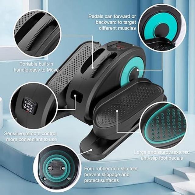 Alt view image 4 of 5 - Under Desk Elliptical, Electric Foot Pedal Exerciser, Fully Assembled Seated Elliptical, Compact Portable Elliptical Machine Trainer with Remote Control, Mini Elliptical Leg Exerciser for Home