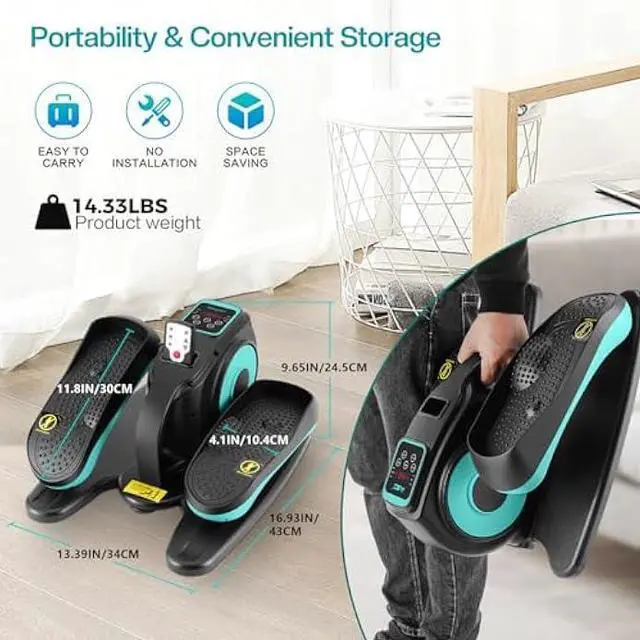 Alt view image 2 of 5 - Under Desk Elliptical Machine, Ellipse Leg Exerciser for Seniors Adults, Adjustable Speeds Elliptical Trainer with Remote Control, Quiet & Portable Mini Seated Pedal Exerciser for Home Office Use