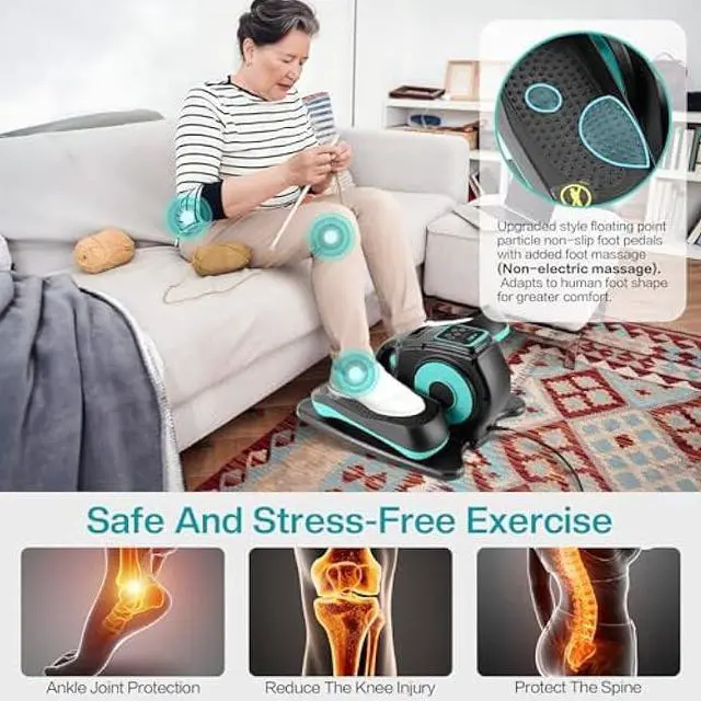 Alt view image 5 of 5 - Under Desk Elliptical Machine, Ellipse Leg Exerciser for Seniors Adults, Adjustable Speeds Elliptical Trainer with Remote Control, Quiet & Portable Mini Seated Pedal Exerciser for Home Office Use