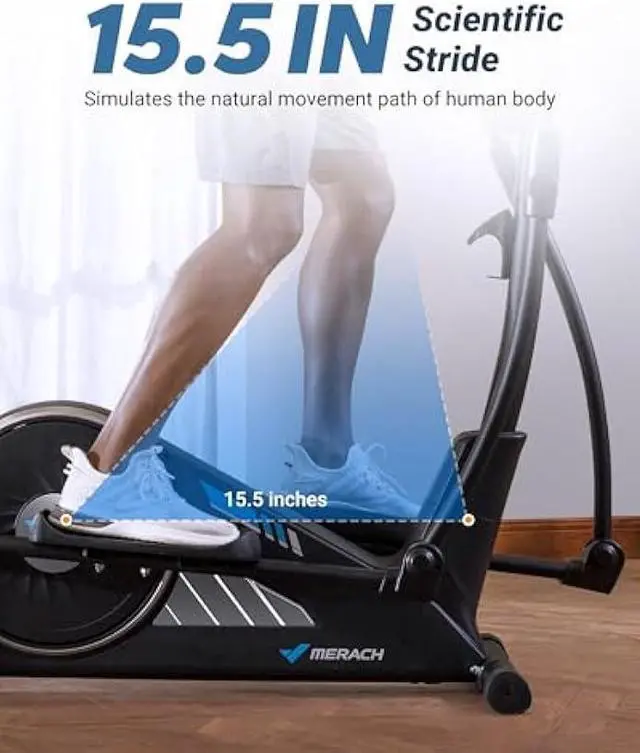 Alt view image 4 of 5 - MERACH Elliptical Exercise Machine for Home Use, Elliptical Machine with Hyper-Quiet Magnetic Drive System, 8-Level Resistance Adjustment, 15.5IN Stride, 350LBS Loading Capacity, MERACH App