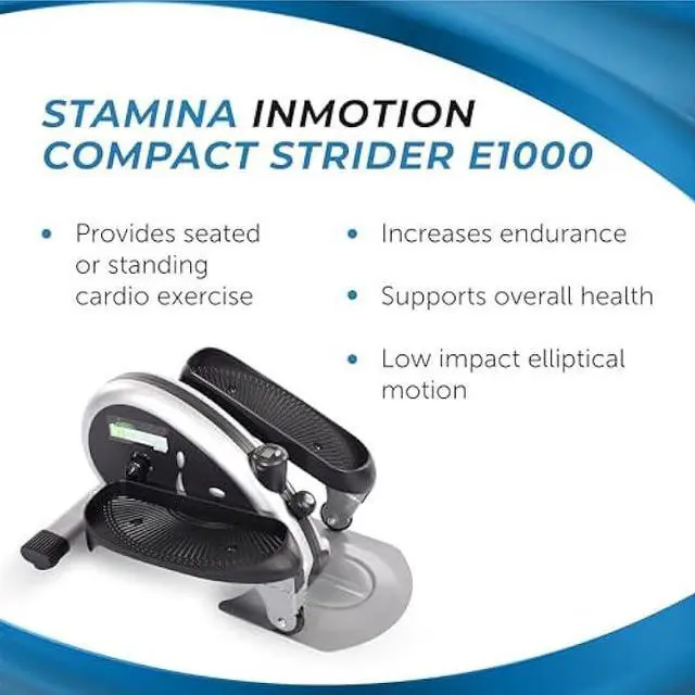 Alt view image 2 of 5 - Stamina Inmotion Compact Strider Foot Exercise Machine - Under Desk Elliptical - Standing or Seated Elliptical Fitness Equipment