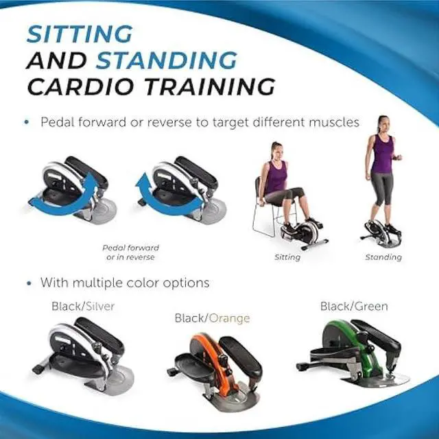 Alt view image 5 of 5 - Stamina Inmotion Compact Strider Foot Exercise Machine - Under Desk Elliptical - Standing or Seated Elliptical Fitness Equipment