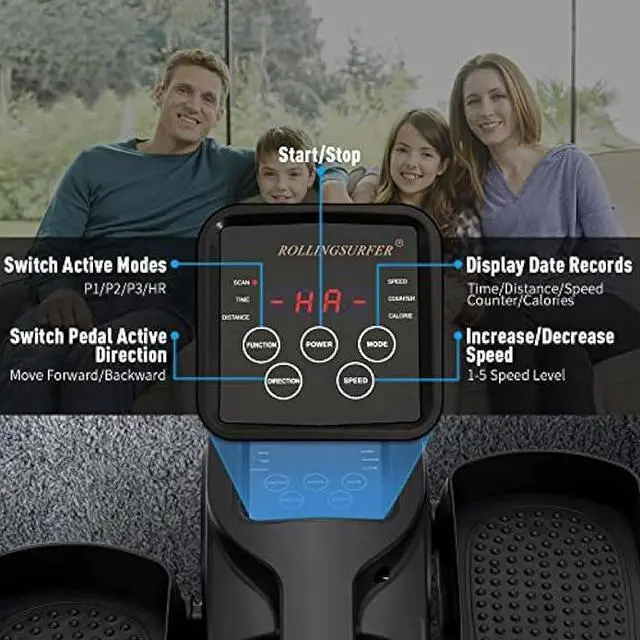 Alt view image 4 of 5 - Under Desk Elliptical Machine, Adjustable Speeds Electric Trainer with Remote Control, Portable Seated Pedal Leg Exerciser for Teens Seniors and Adults
