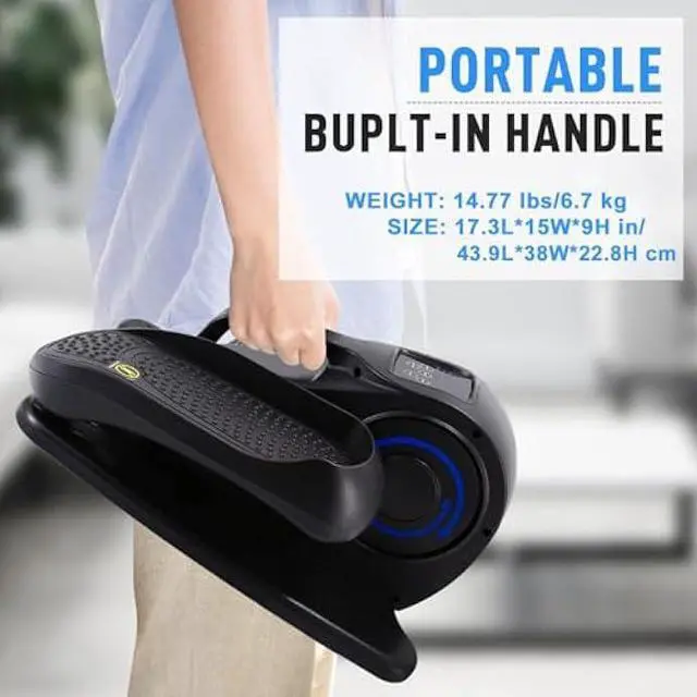Alt view image 5 of 5 - Under Desk Elliptical Machine, Adjustable Speeds Electric Trainer with Remote Control, Portable Seated Pedal Leg Exerciser for Teens Seniors and Adults