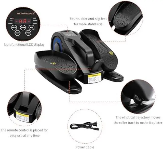 Alt view image 3 of 5 - Under Desk Elliptical Machine, Adjustable Speeds Electric Trainer with Remote Control, Portable Seated Pedal Leg Exerciser for Teens Seniors and Adults