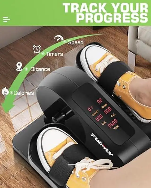 Alt view image 4 of 6 - FUNMILY Under Desk Elliptical Machine, Large LCD Ellipse Leg Exerciser as Seen on TV, While Sitting for Seniors/Adults, 100% Pre-Assembled Exercise Equipment with Remote & Magnetic Storage (Black)