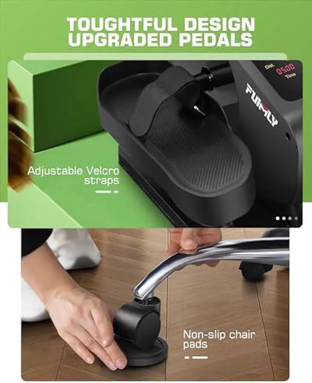 Alt view image 6 of 6 - FUNMILY Under Desk Elliptical Machine, Large LCD Ellipse Leg Exerciser as Seen on TV, While Sitting for Seniors/Adults, 100% Pre-Assembled Exercise Equipment with Remote & Magnetic Storage (Black)
